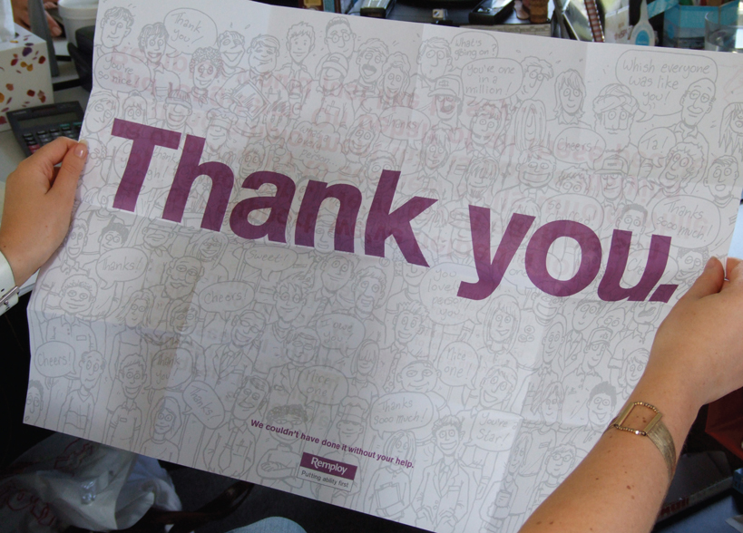 Remploy staff thank you mailer